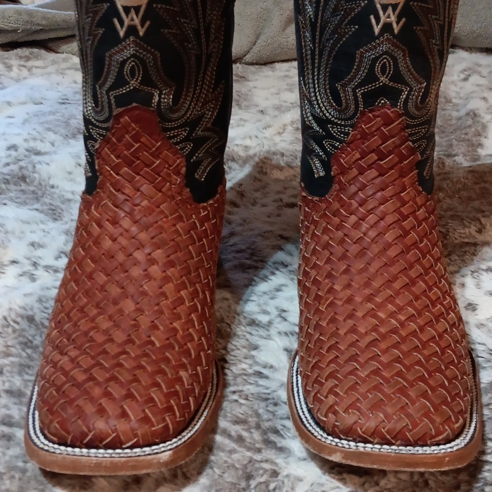 Alfa Western Wear Basketweave Square Toe Boots - Picture 4 of 12